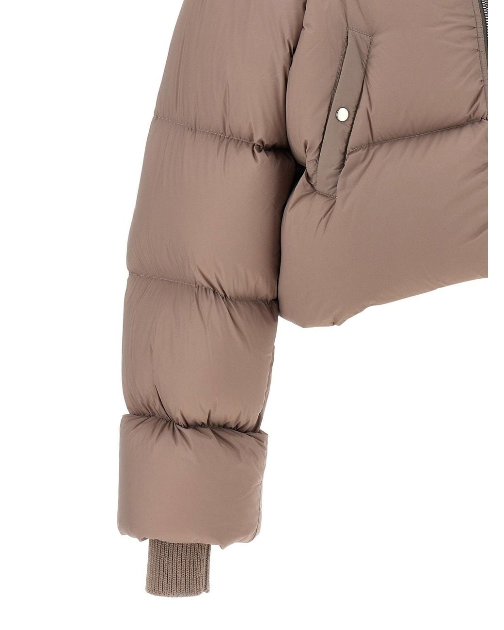 Rick Owens Natural Funnel Neck Cropped Down Jacket