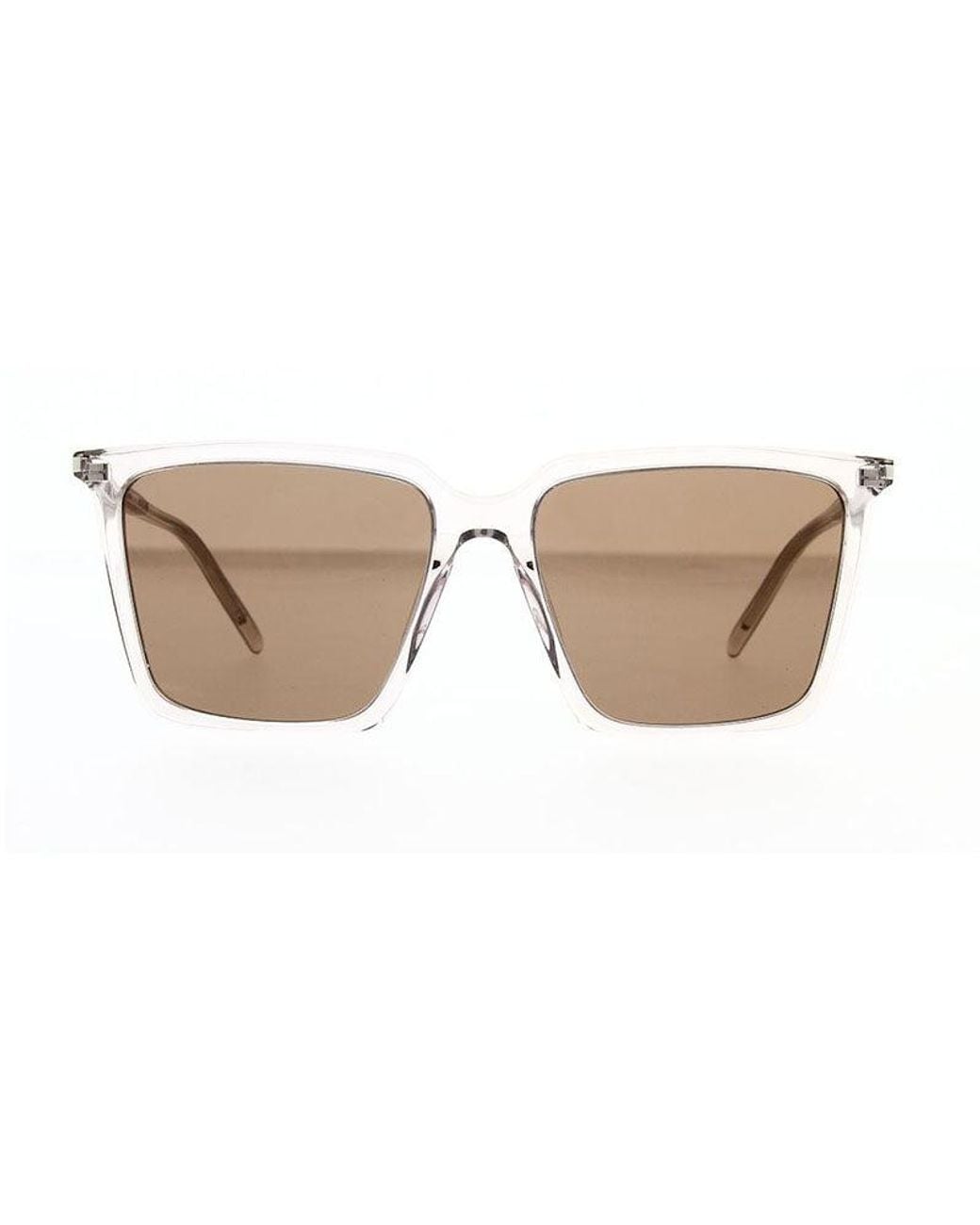 Saint Laurent White Sunglasses Square Full Rim, Transparent Nude Frame And Lens Sl474003