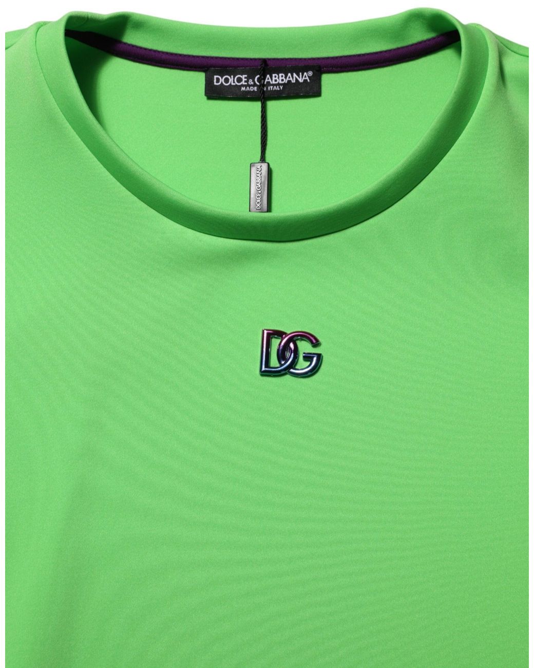 Dolce & Gabbana Green Dolce & Gabbana Logo-Embroidered Crew Neck T-Shirt for men