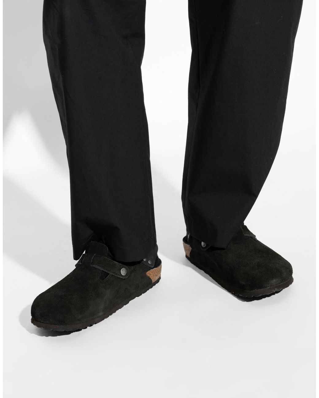Birkenstock Black Tokio Shearling Suede Mules Shoes Loafers & Sandals for men