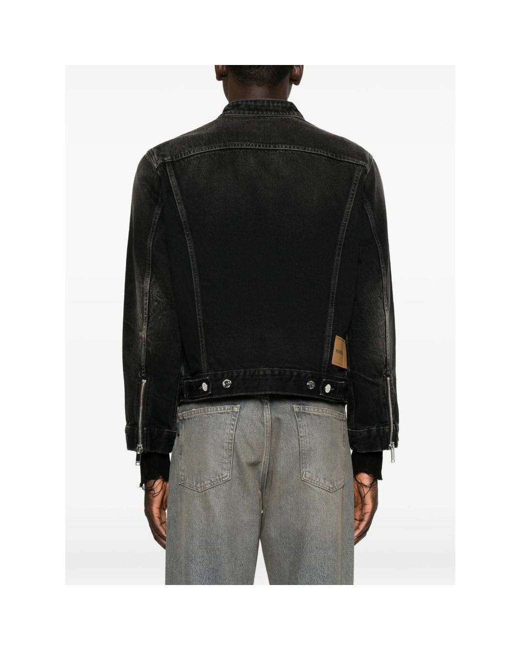 Haikure Black Zip-Up Denim Jacket for men