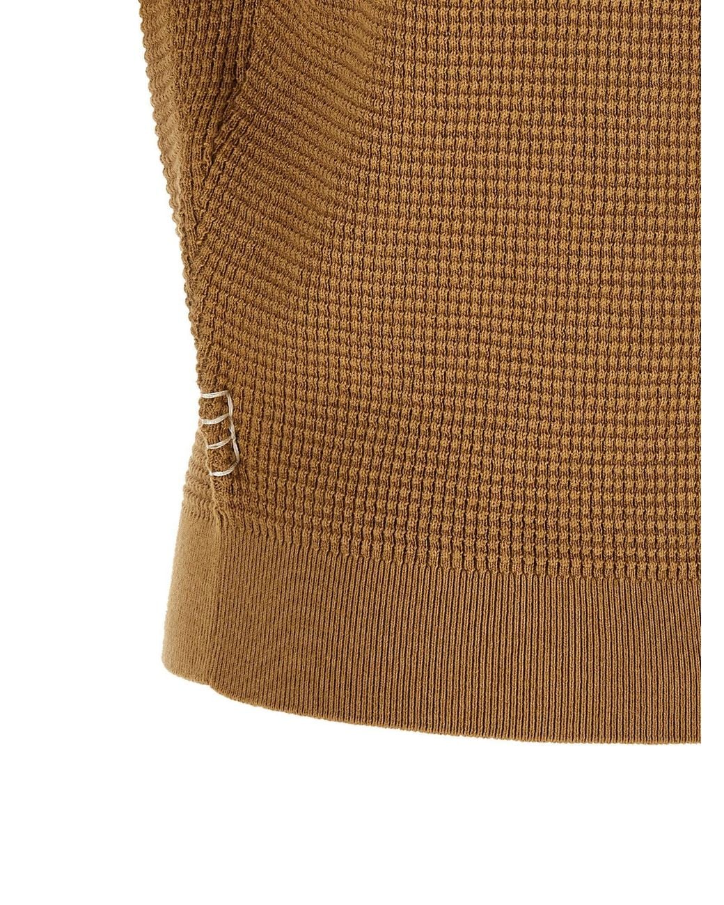 J.W. Anderson Brown Waffle Stitch Cotton-Cashmere Polo Shirt