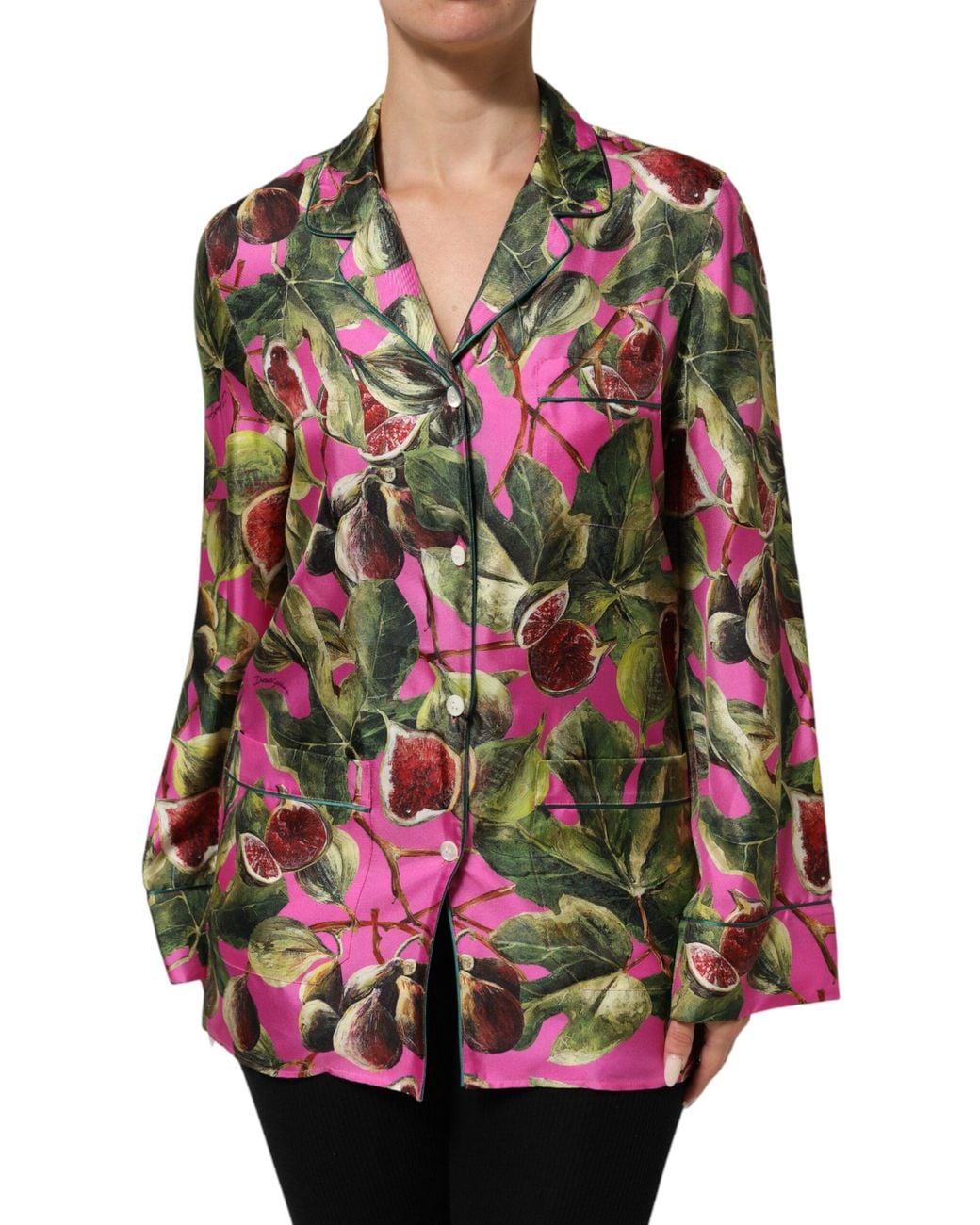 Dolce & Gabbana Red Hot Fig Printed Silk Shirt Blouse Top