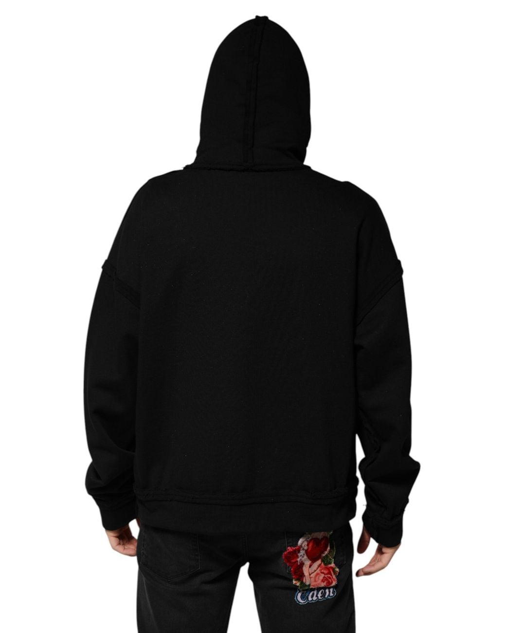 Dolce & Gabbana Black Graphic Print Relaxed Hoodie for men