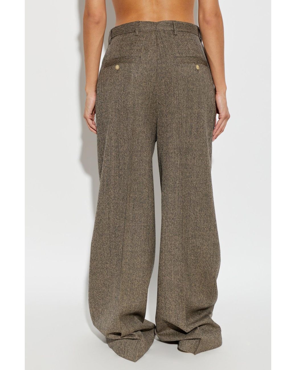 Rick Owens Gray Wool Wide-Leg Trousers