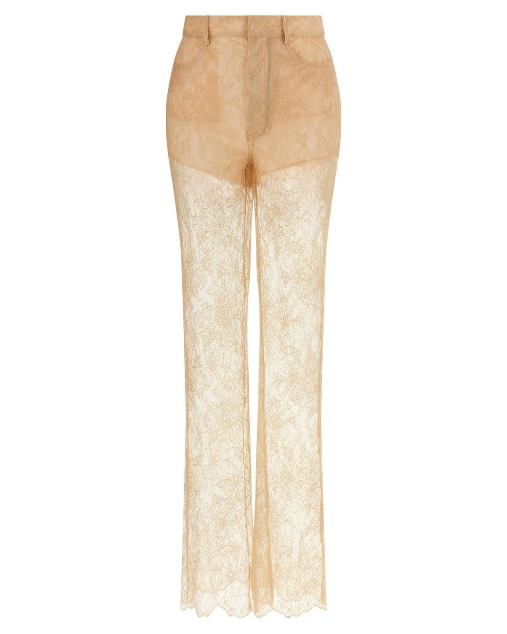 GIUSEPPE DI MORABITO Natural Lace Flared Trousers