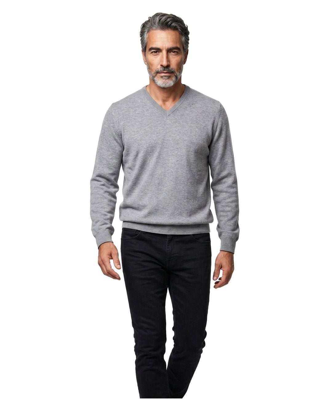 Brunello Cucinelli Gray Cashmere Vneck Sweater for men