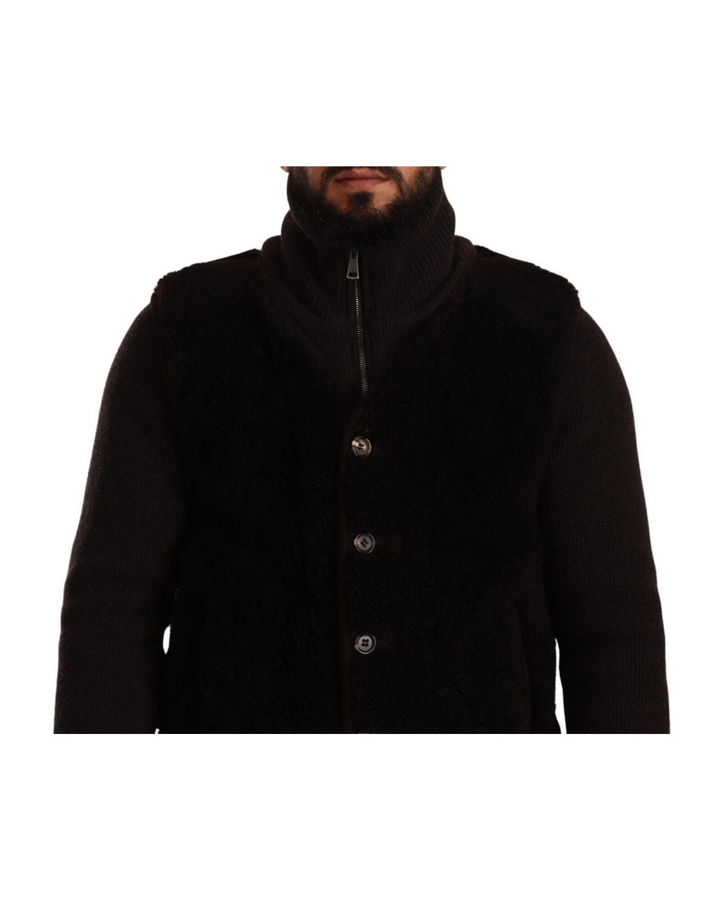 Dolce & Gabbana Black Elegant Leather Bomber Jacket for men