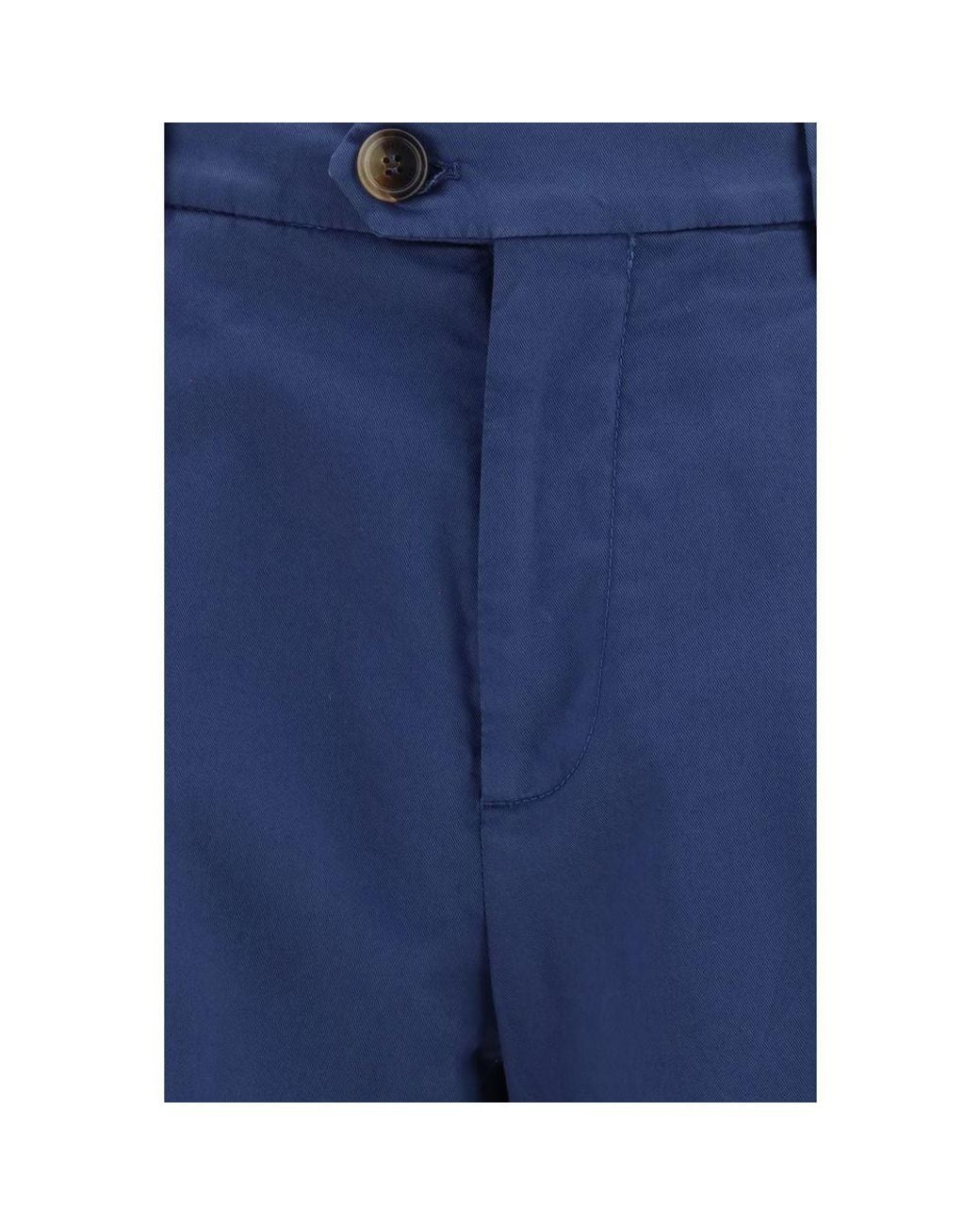 Brunello Cucinelli Blue Cotton Chino Pants for men