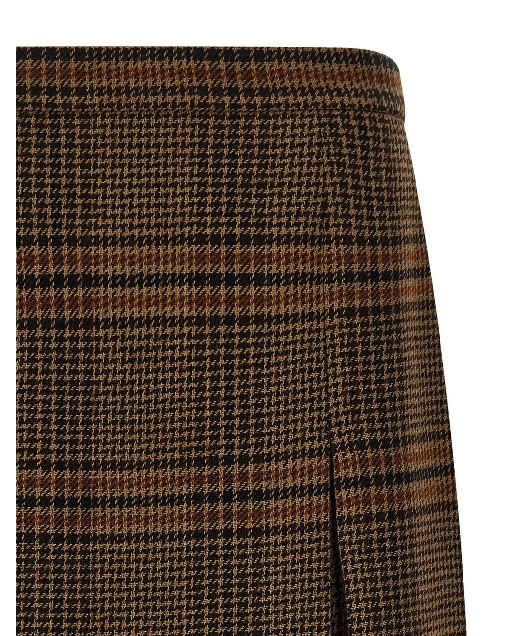 Saint Laurent Brown Prince Of Wales Skirt