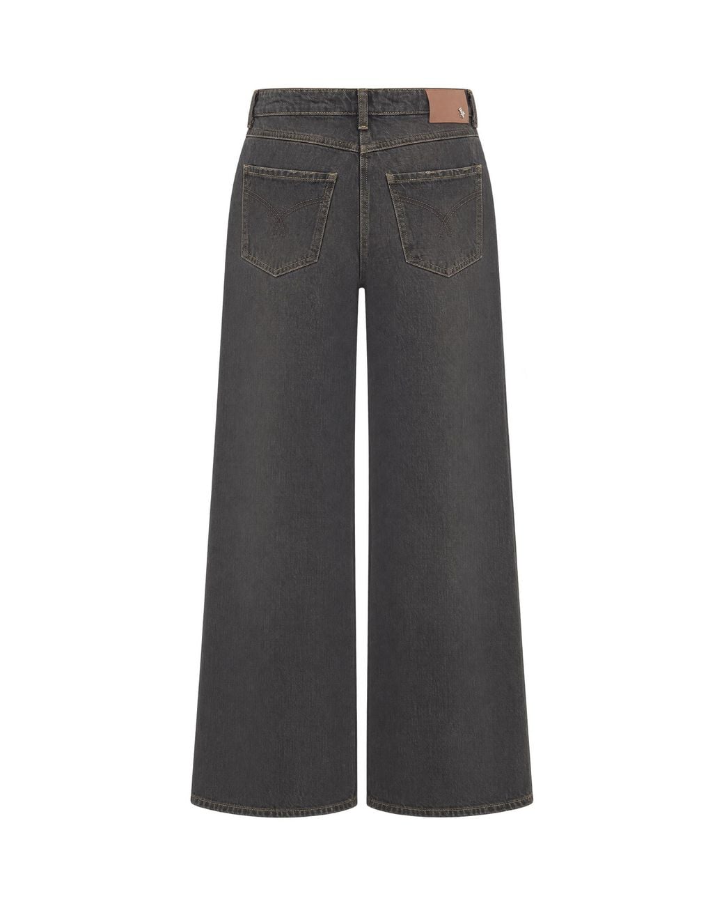 Patrizia Pepe Gray Jeans Wide-Leg Washed Craft