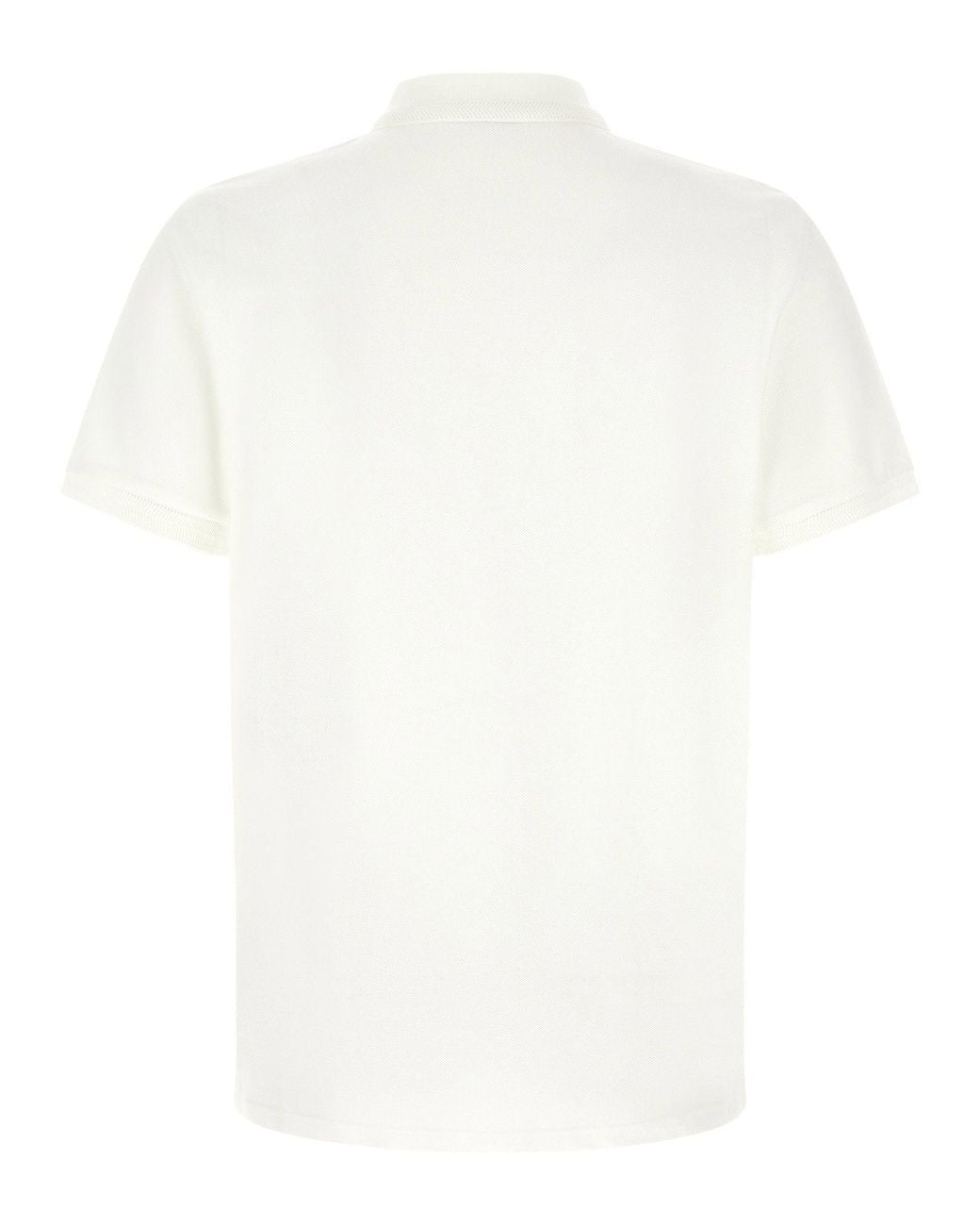 Moncler White Logo-Patch Piqué Cotton Polo Shirt for men