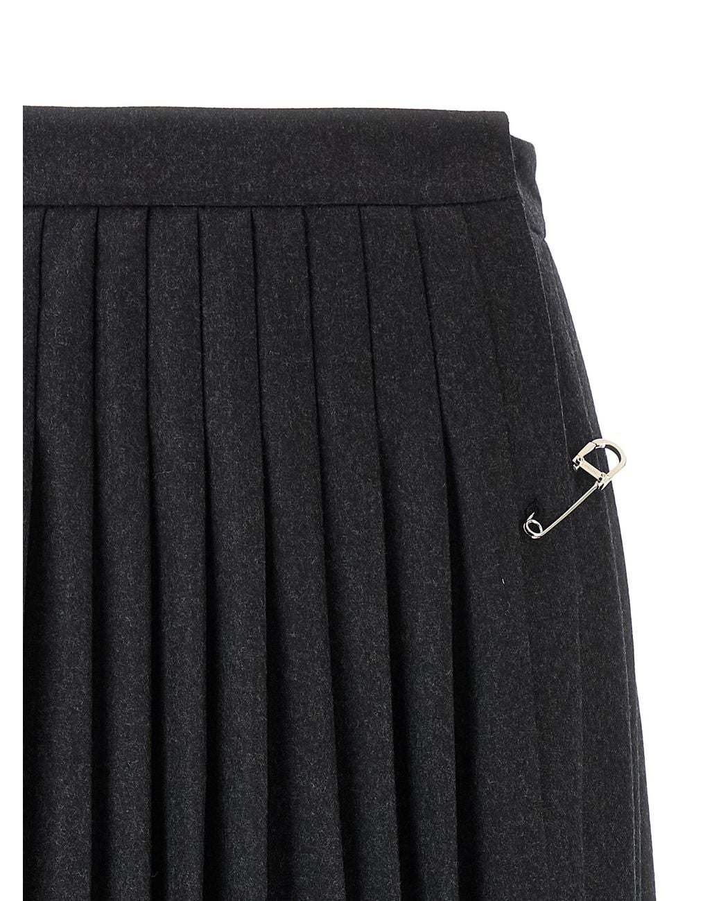 Prada Black Prada Pleated Virgin Wool Skirt