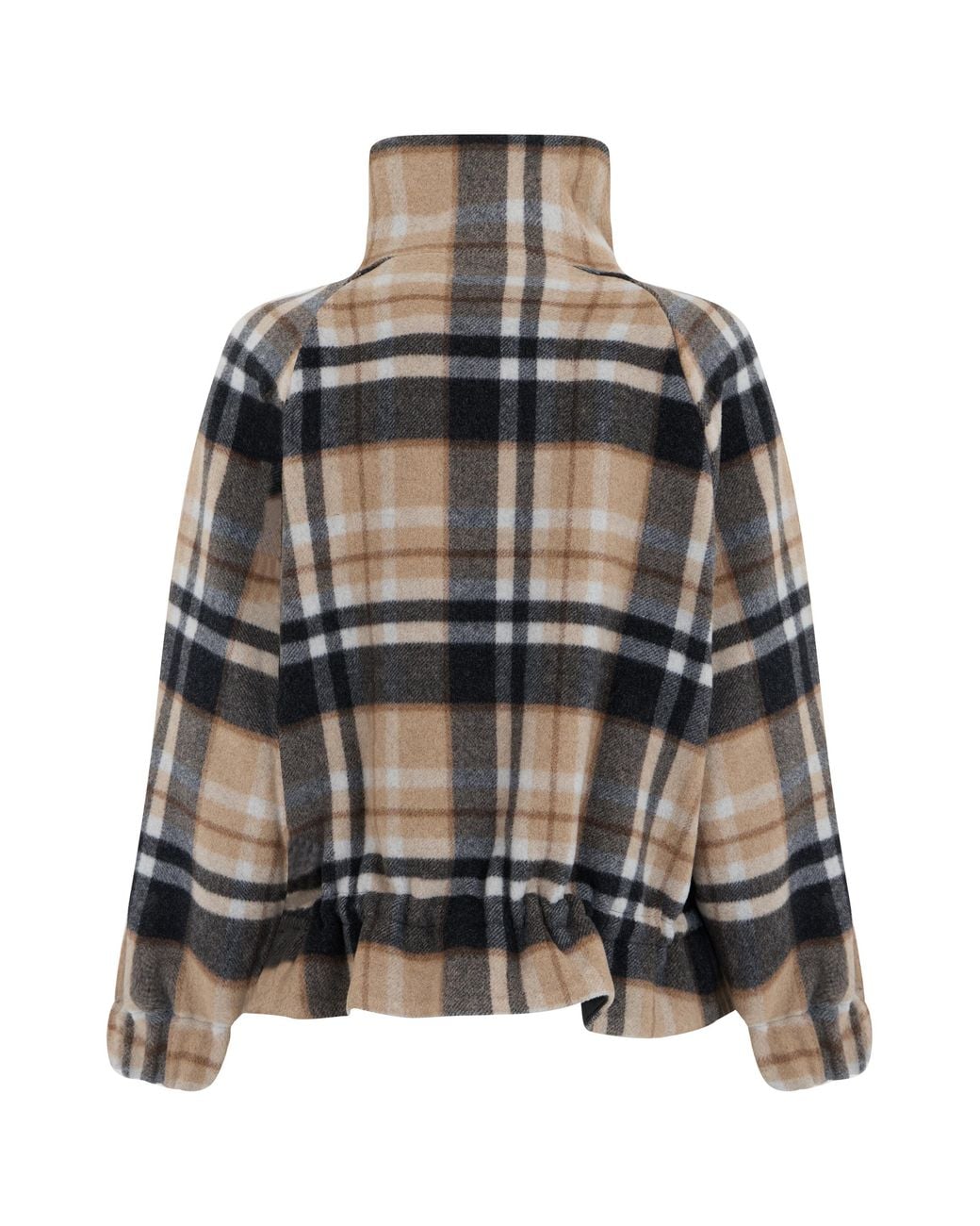 Pinko Black Checkered Jacket With High Collar Wool