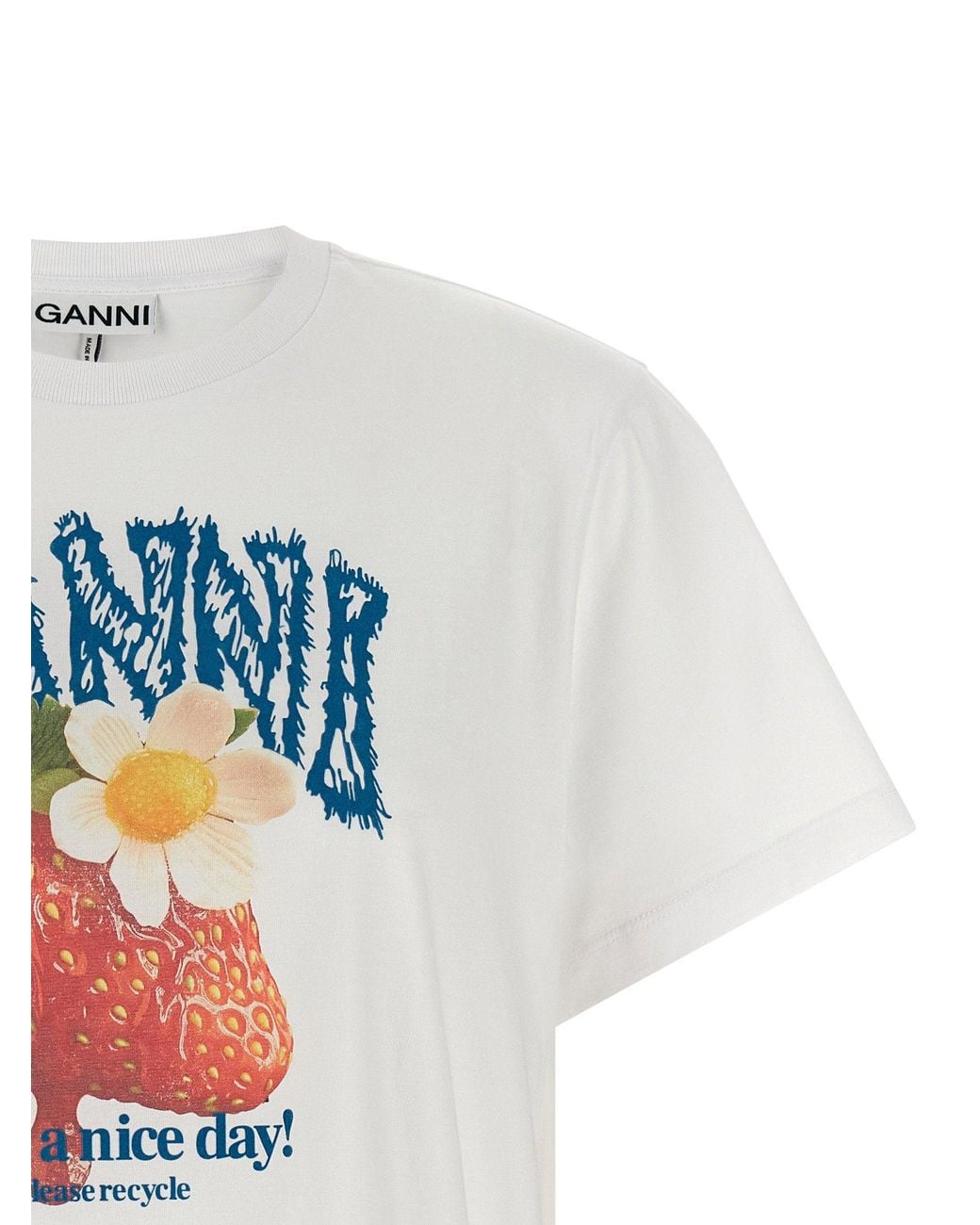 Ganni White Strawberry-Print Cotton Jersey T-Shirt