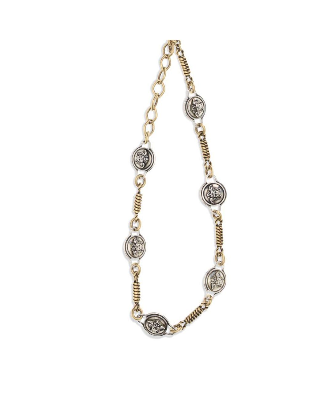 Versace Metallic Silver Brass Necklace