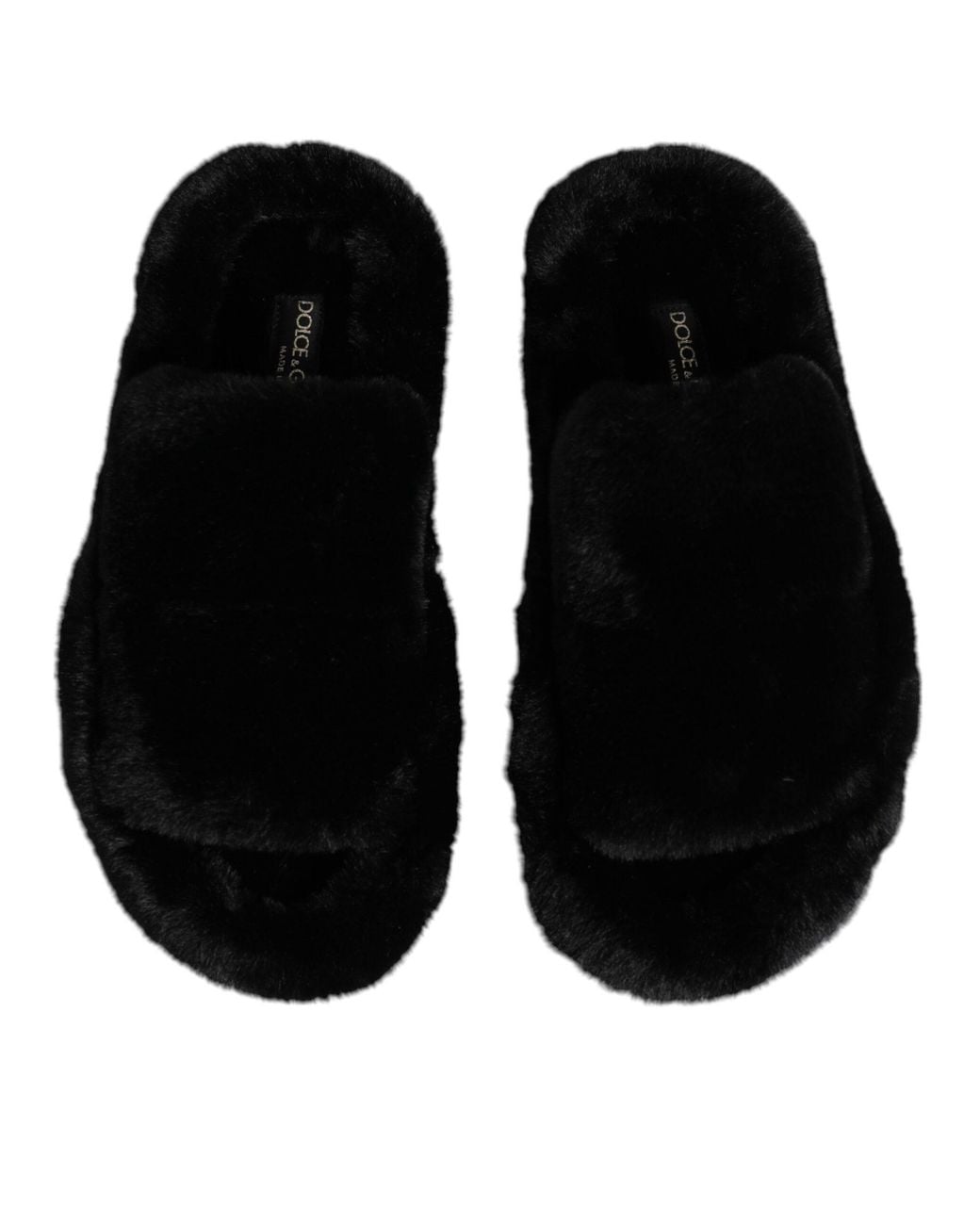 Dolce & Gabbana Black Faux Fur Slipon Sandals for men