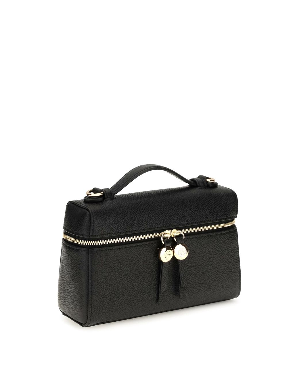 Tory Burch Black Top Handle Bag Romy Slim Calf Leather Shoulder