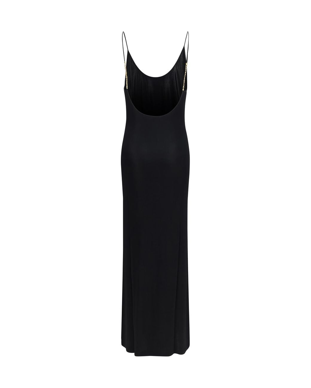 Saint Laurent Black Backless Knit Dress With Cassandre Chain