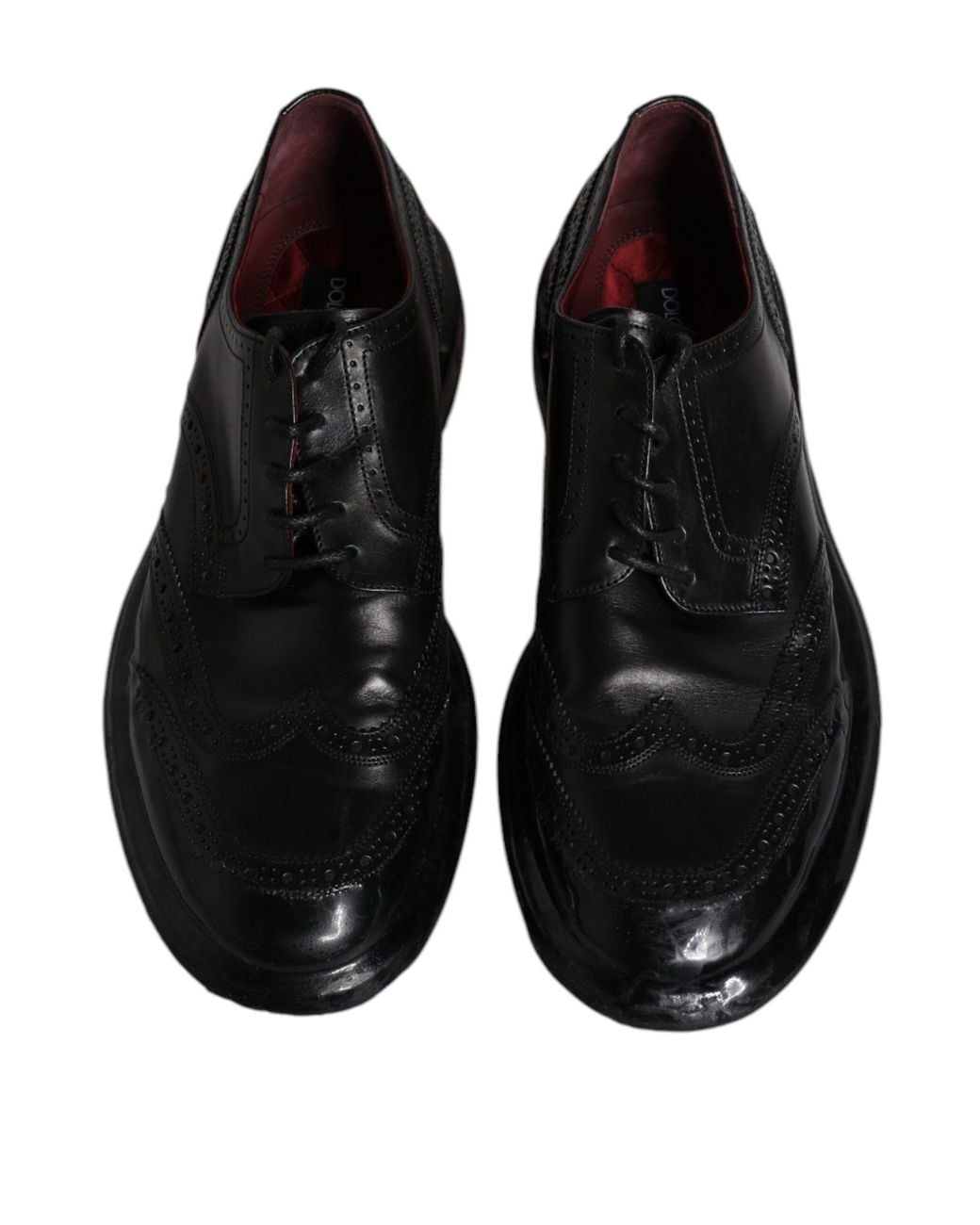 Dolce & Gabbana Black Leather Derby Wingtip Formal Shoes for men