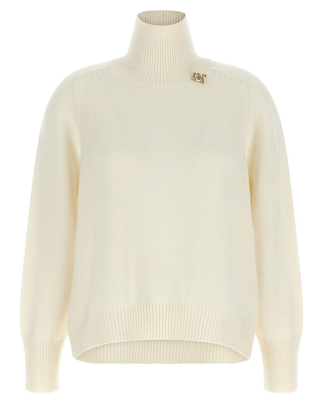 Fabiana Filippi White Virgin Wool Turtleneck Sweater
