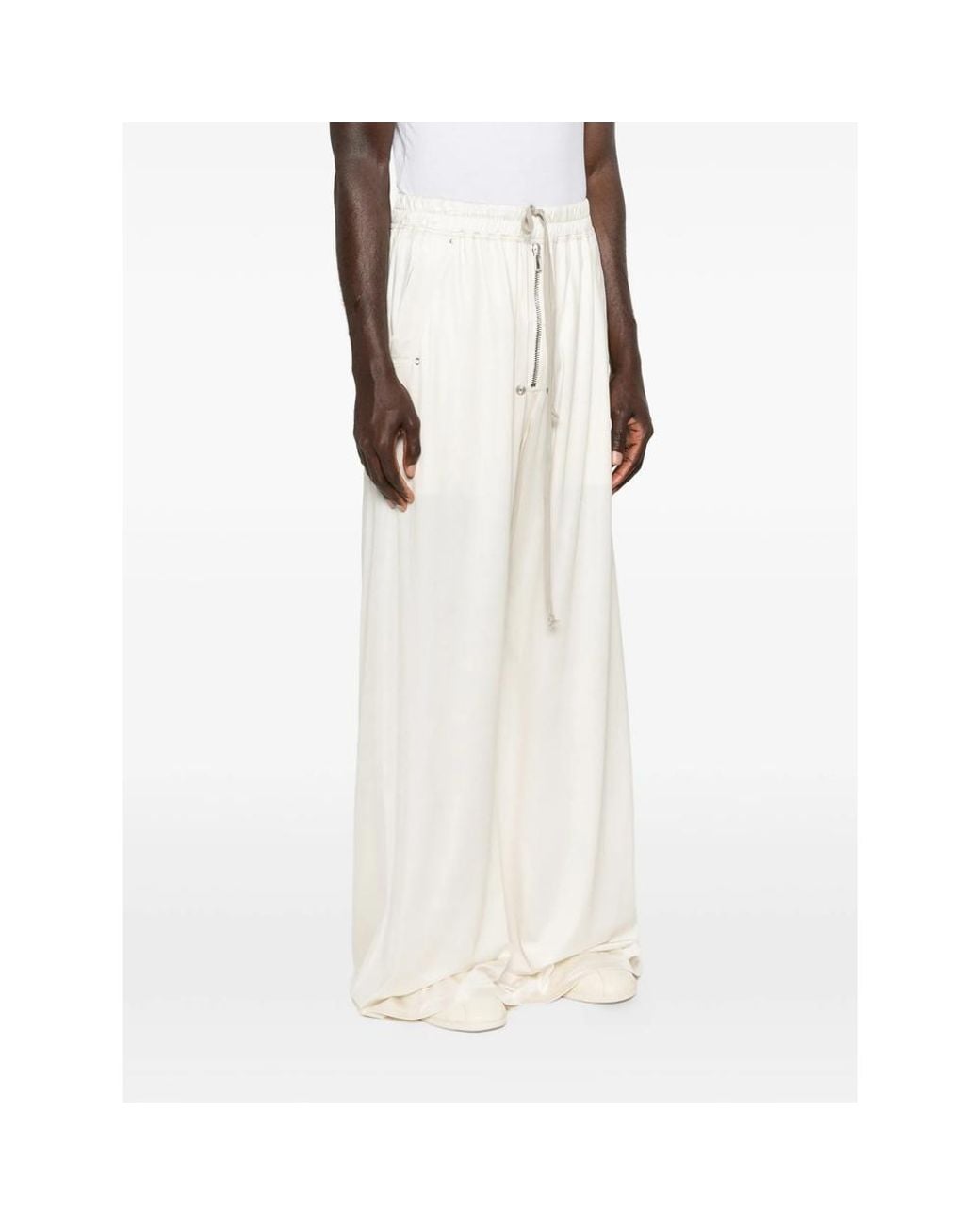 Rick Owens White Wide Trousers for men