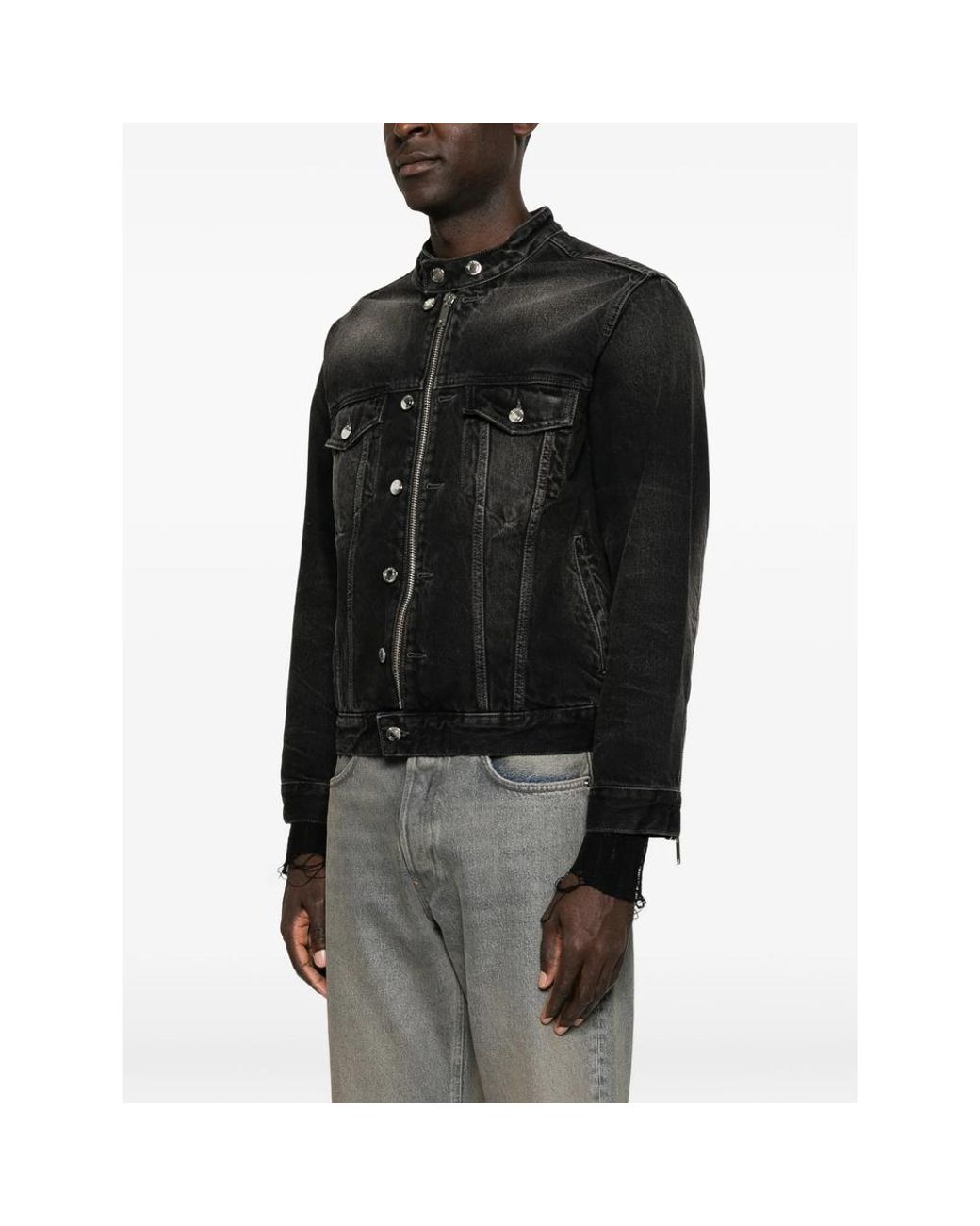 Haikure Black Zip-Up Denim Jacket for men