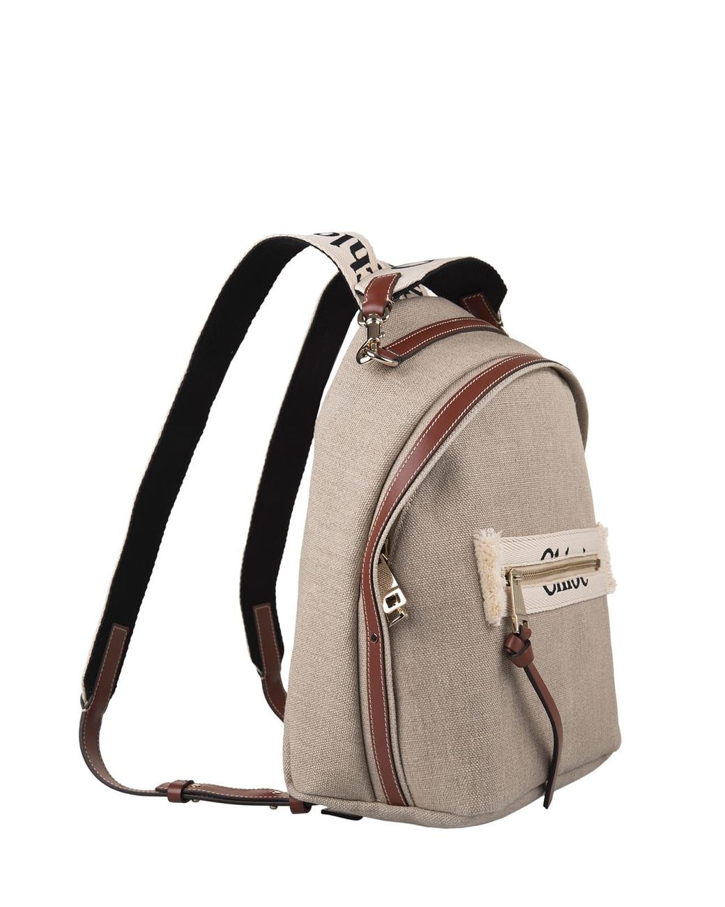 Chloé Woody Backpack In Natural Linen And Leather | Lyst