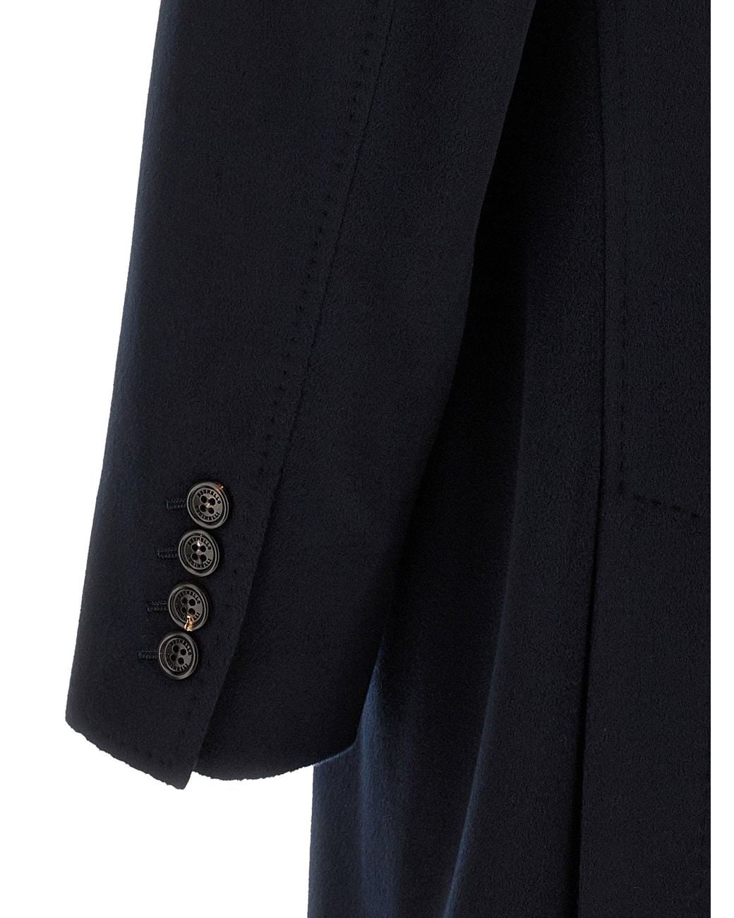 Brunello Cucinelli Blue Virgin Wool Beaver Coat