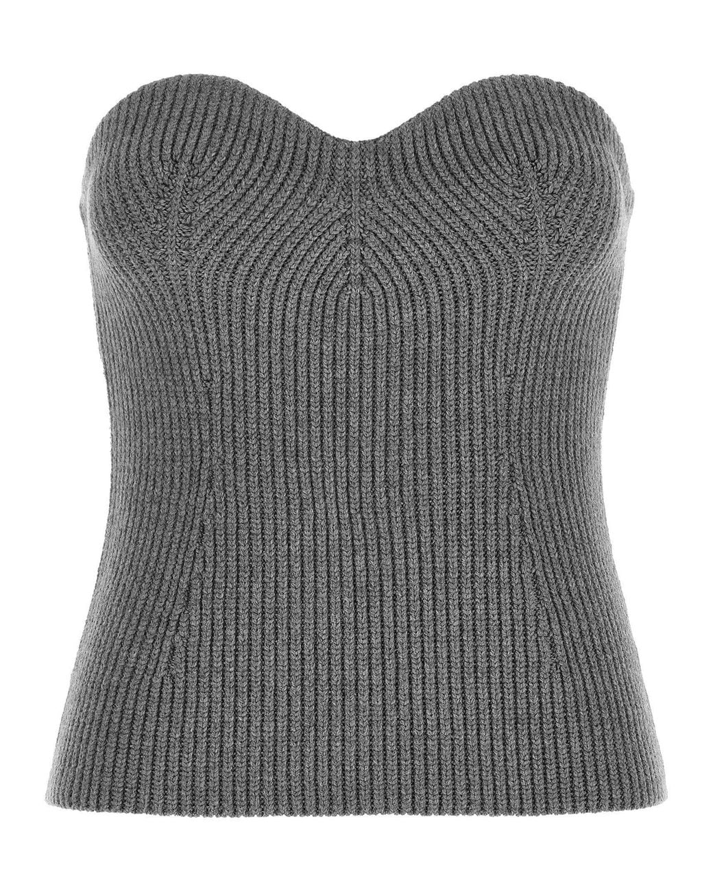 Jil Sander Gray Ribbed Virgin Wool Sweater