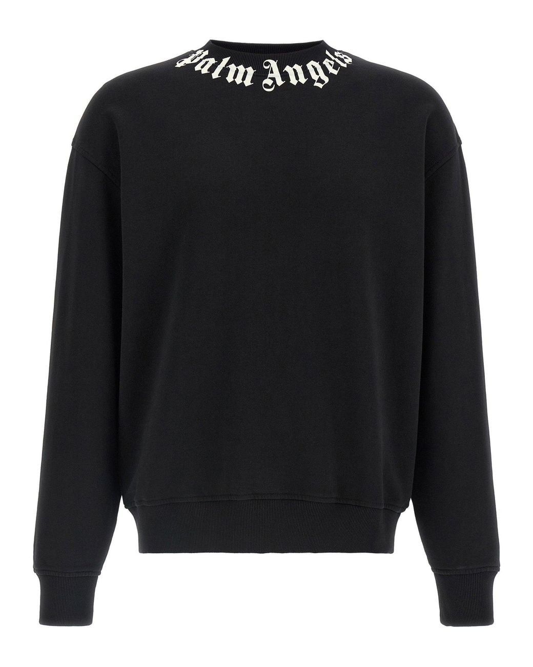 Palm Angels Black Logo-Embroidered Crew Neck Sweatshirt for men