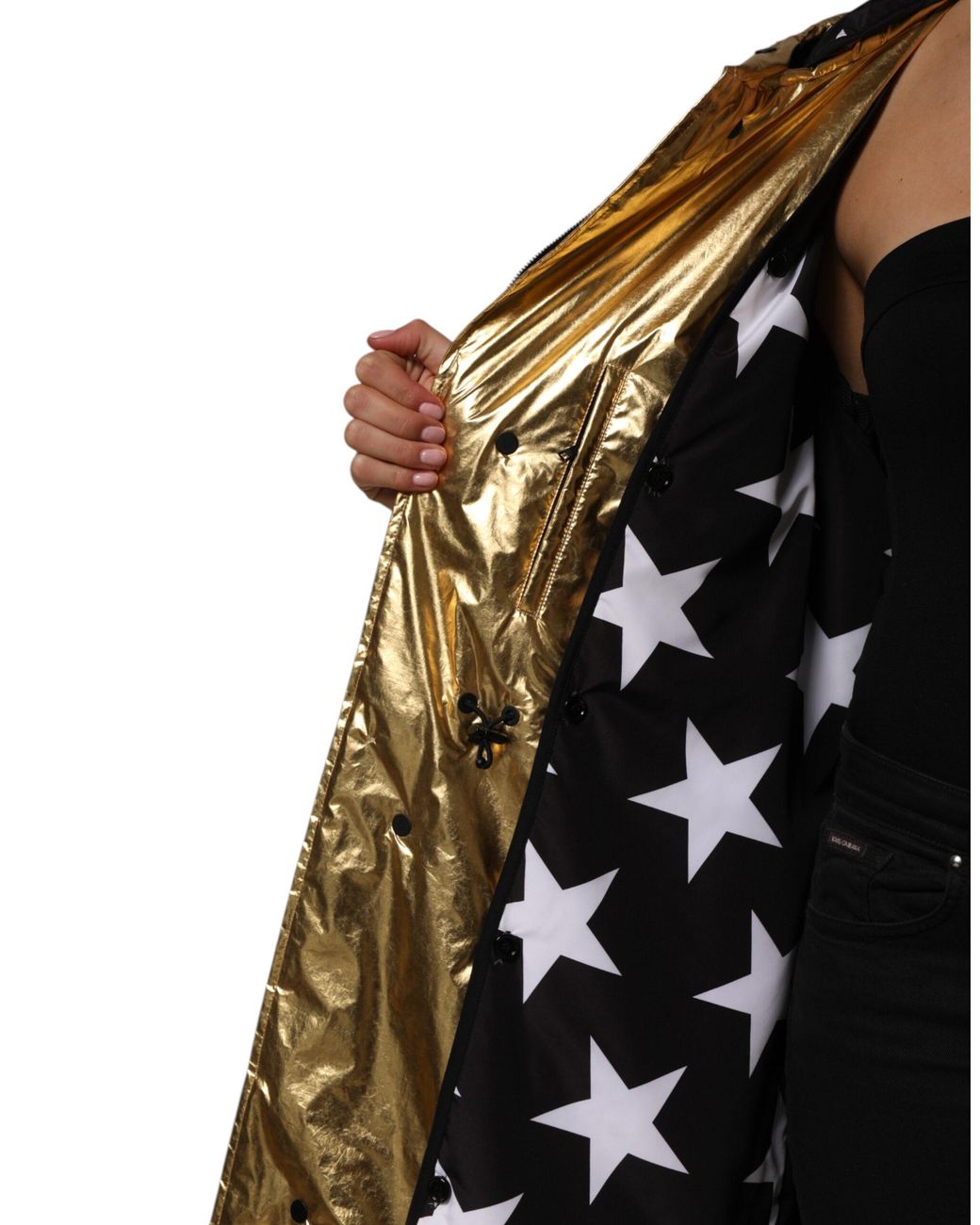 Dolce & Gabbana Natural Gold Hooded Long Sleeves Trench Coat Jacket