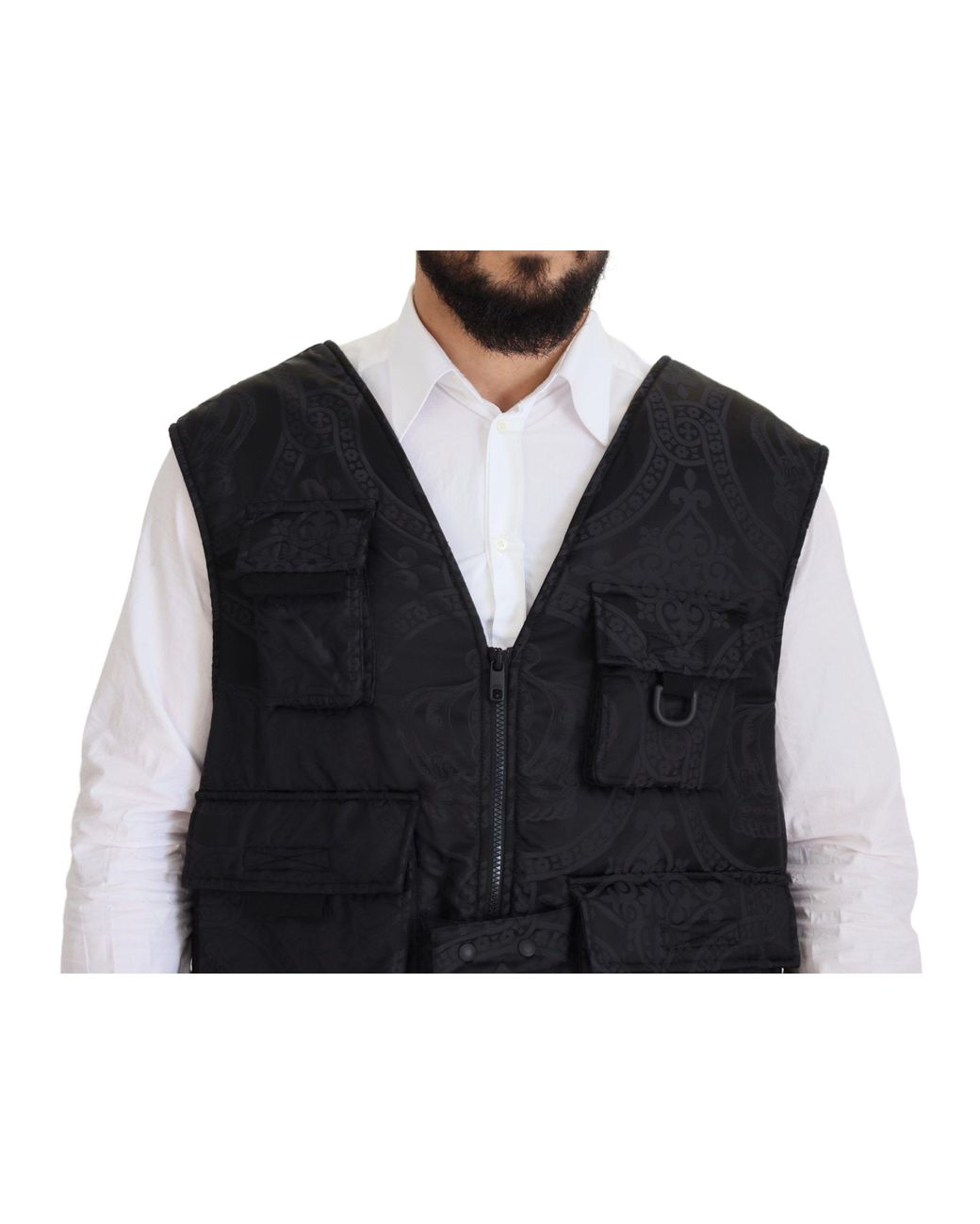 Dolce & Gabbana Black Nylon Full Zip Sleeveless Jacket Clothing for men