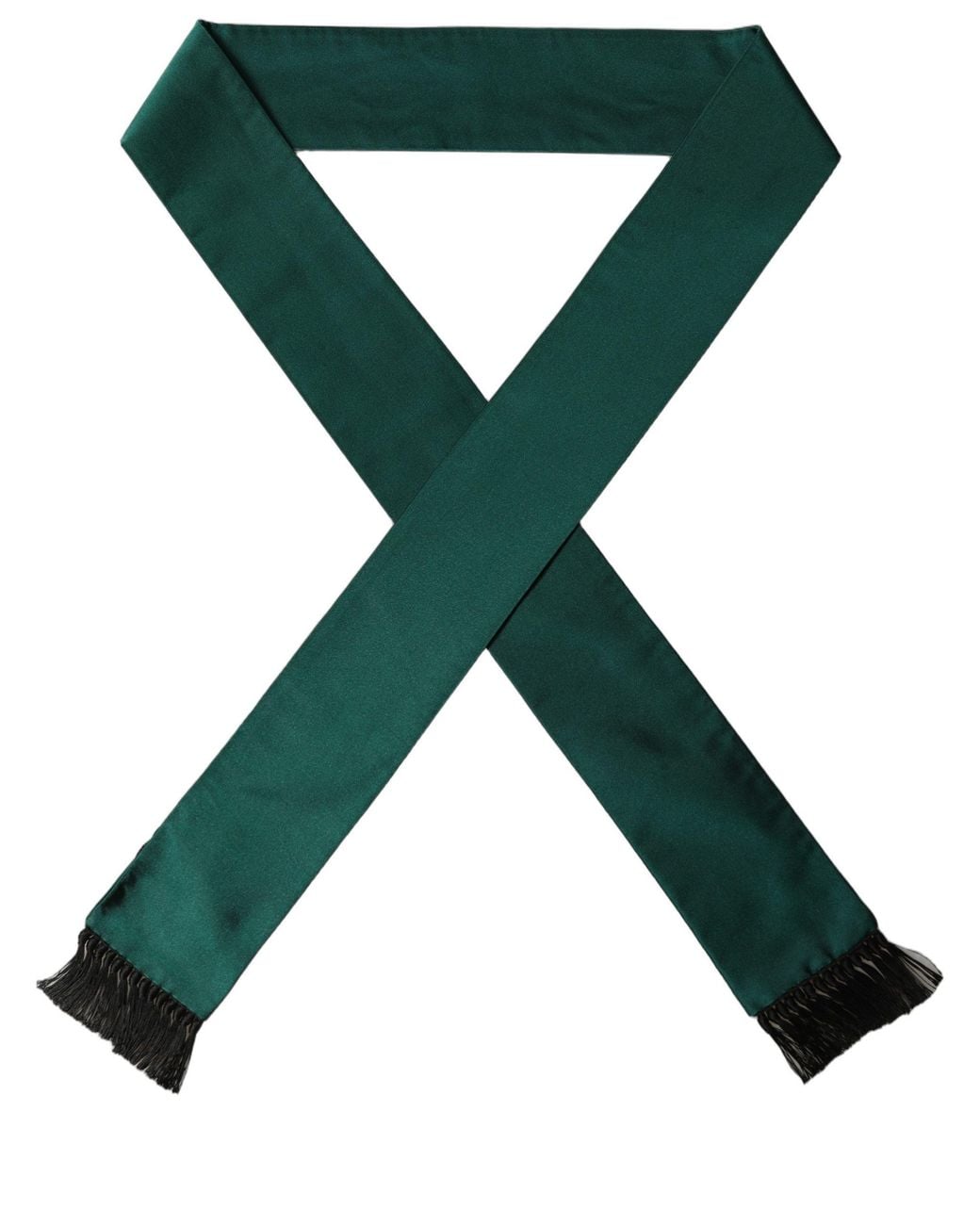 Dolce & Gabbana Green Satin Silk Fringed Lace Stole And Accessory for men