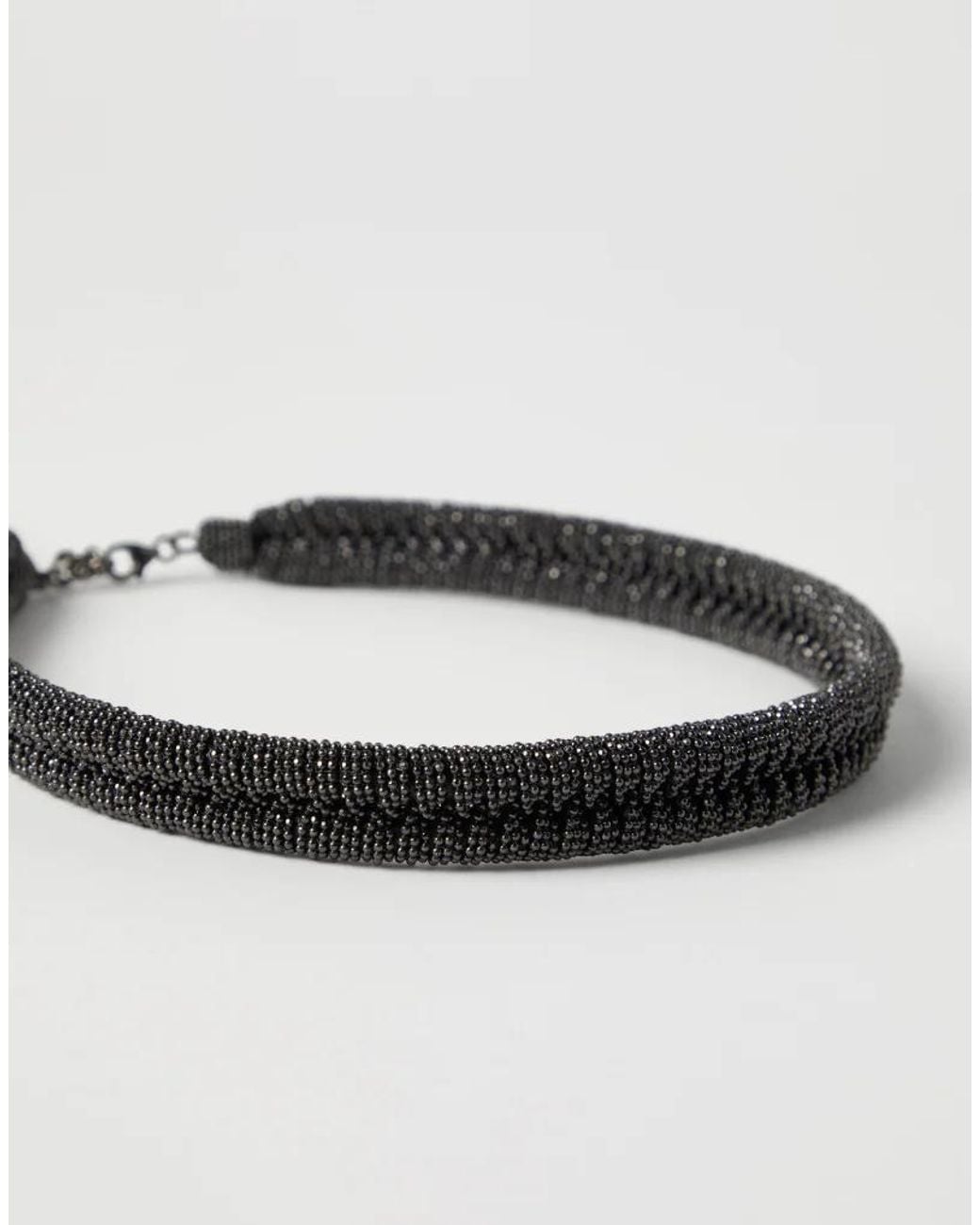 Brunello Cucinelli Metallic Beaded Choker Necklace Bijoux