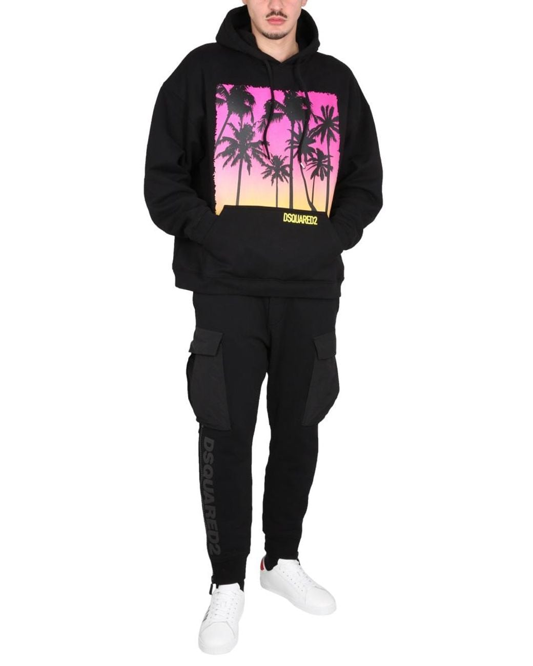 DSquared² Black Sunrise Print Sweatshirt Cotton Sweatshirts for men
