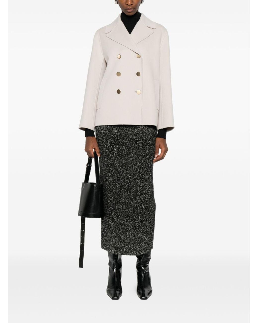 Max Mara White Light Double-Breasted Notched Jacket