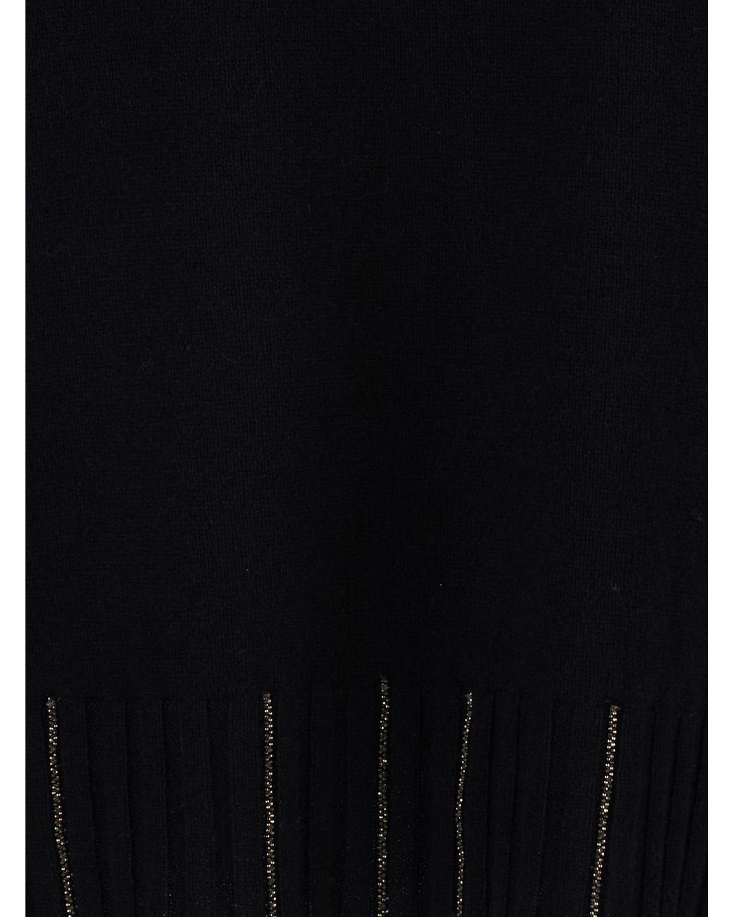 Fabiana Filippi Black Sweater Round Neck Wool Tops