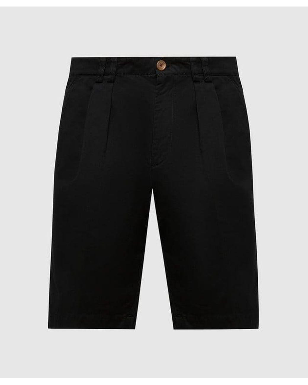 Brunello Cucinelli Black Tailored Cotton Shorts for men