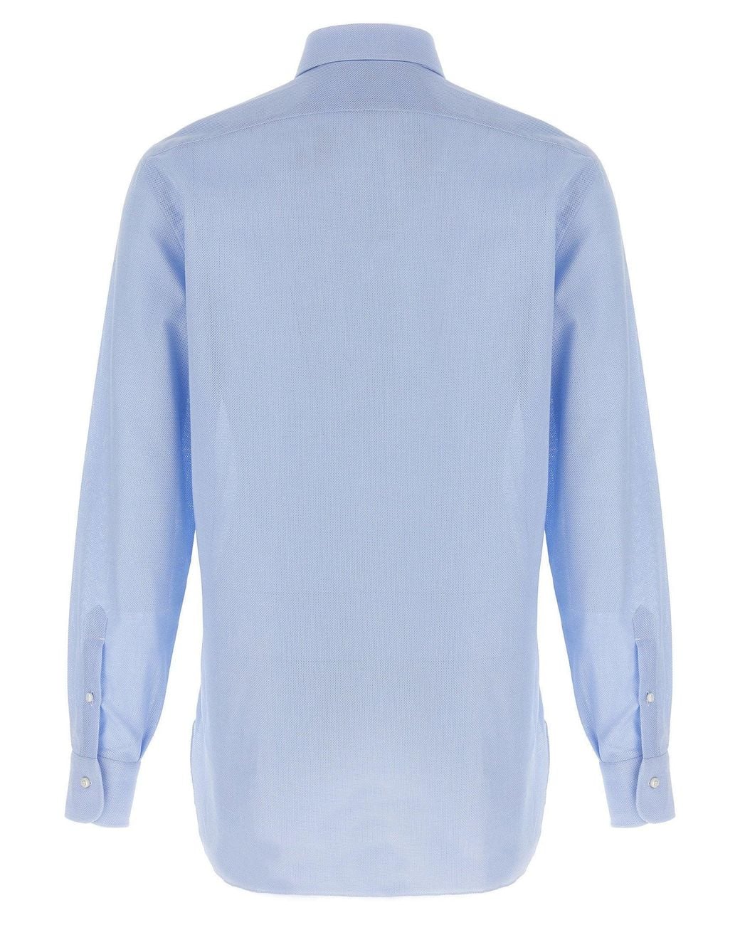 Barba Napoli Blue Honeycomb Cotton Shirt