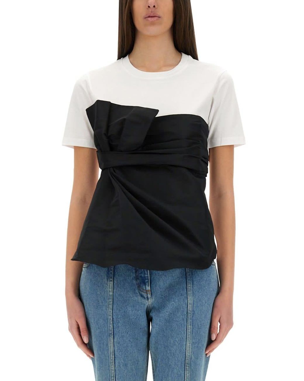 Nina Ricci Wrap-Around Bow T-Shirt in Black | Lyst UK