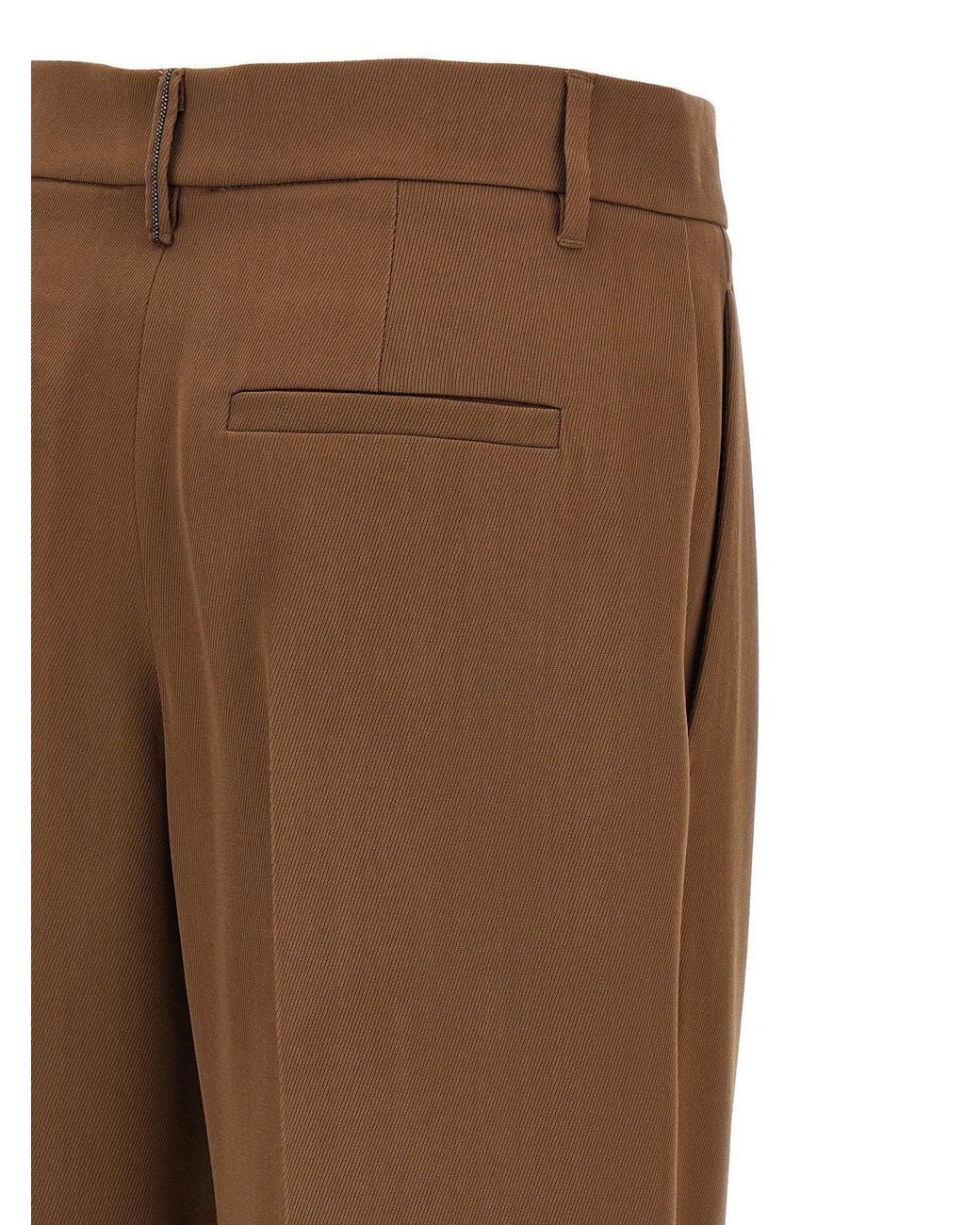 Brunello Cucinelli Brown Virgin Wool Blend Trousers