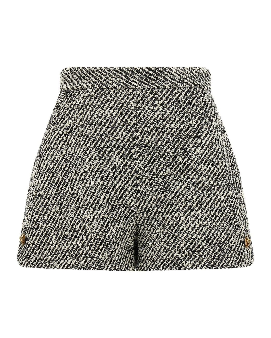 Versace Gray Two-Tone Bouclé Virgin Wool Shorts