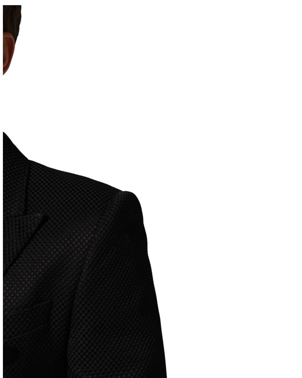 Dolce & Gabbana Black Cotton Double Breasted 2 Button Blazer Polyester Silk Clothing for men