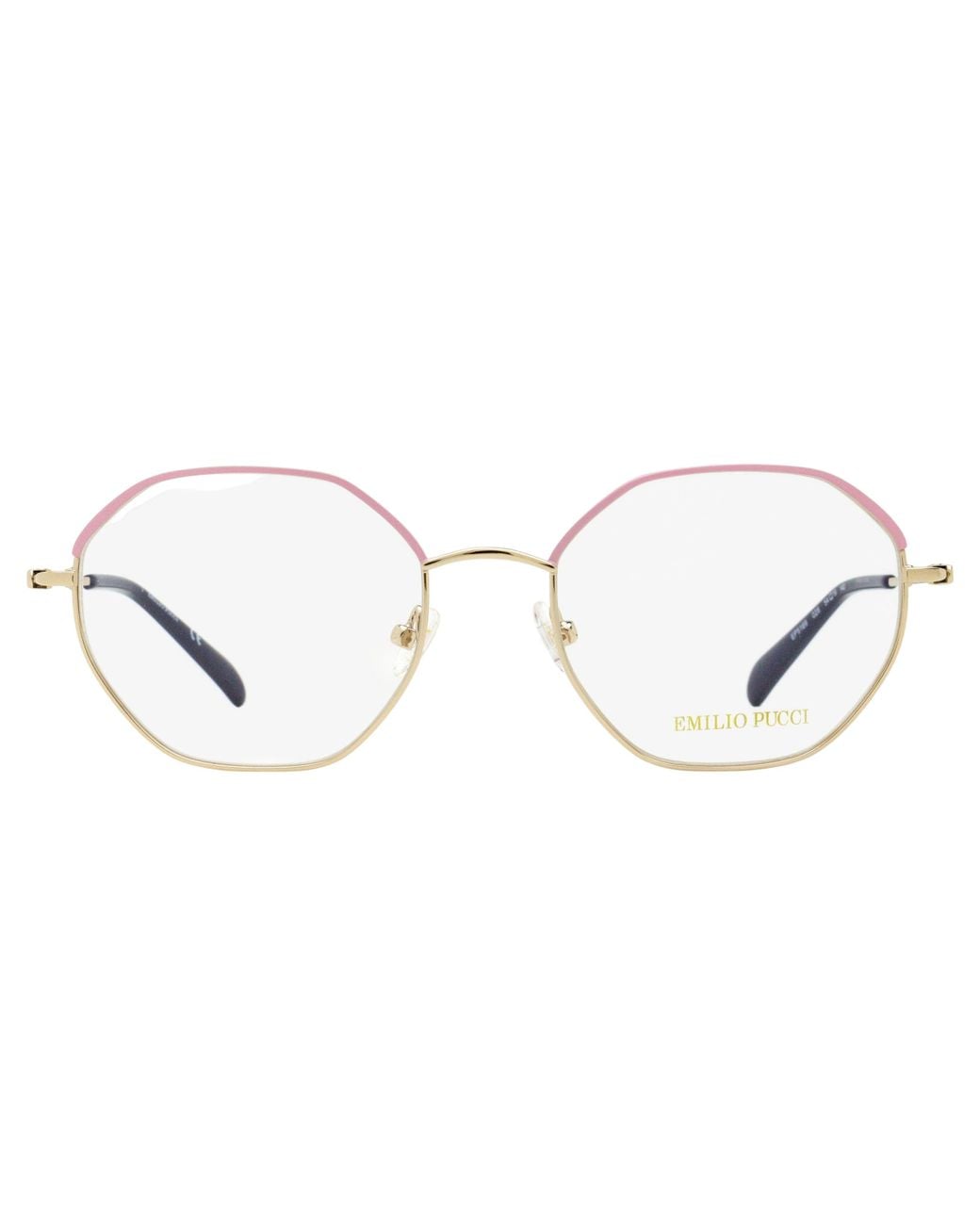 Emilio Pucci Black Pucci Slim Geometric Eyeglasses Ep5169 028-Rose 54Mm Metal/Plastic (Acetate)