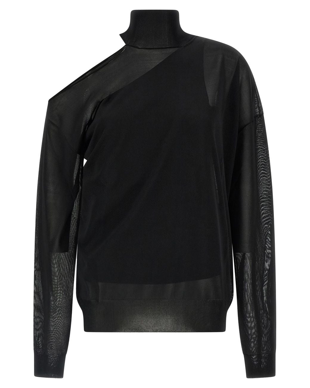 Fendi Black Fendi Semi-Transparent Silk Organza Sweater