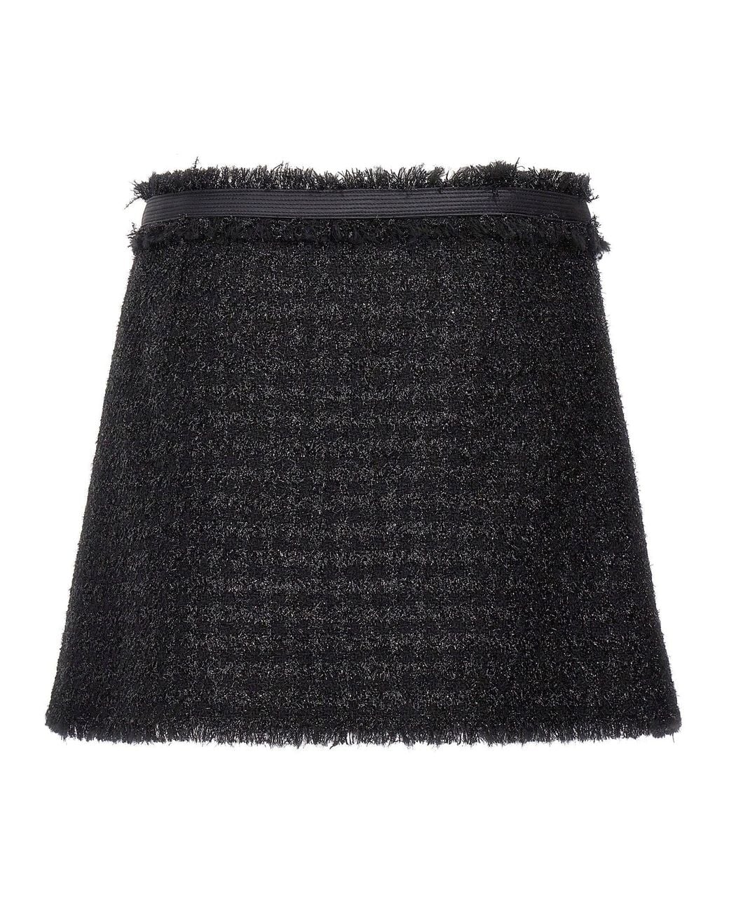 Versace Black Lurex Wool Blend Skirt