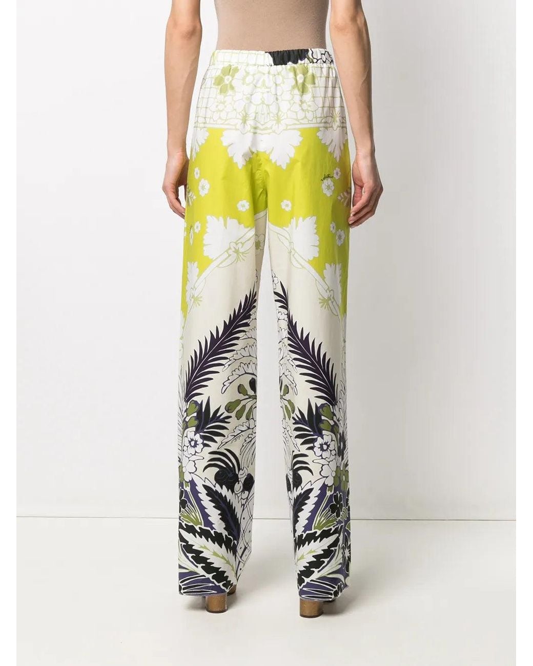 Valentino Yellow Floral-Print Trousers