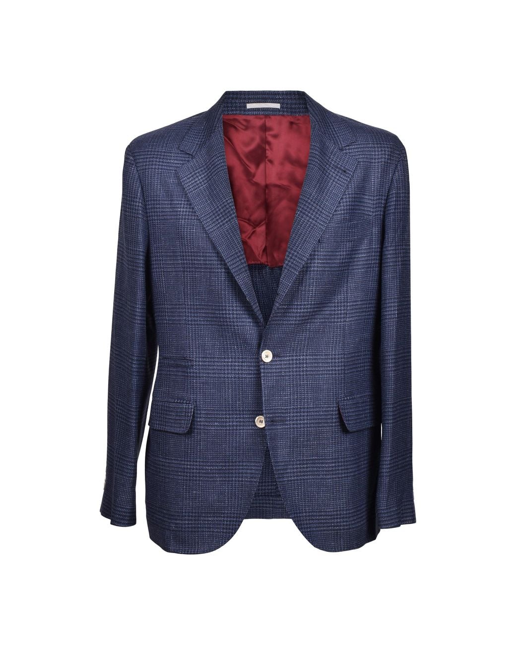 Brunello Cucinelli Blue Wool Blend Plaid Blazer Clothing for men
