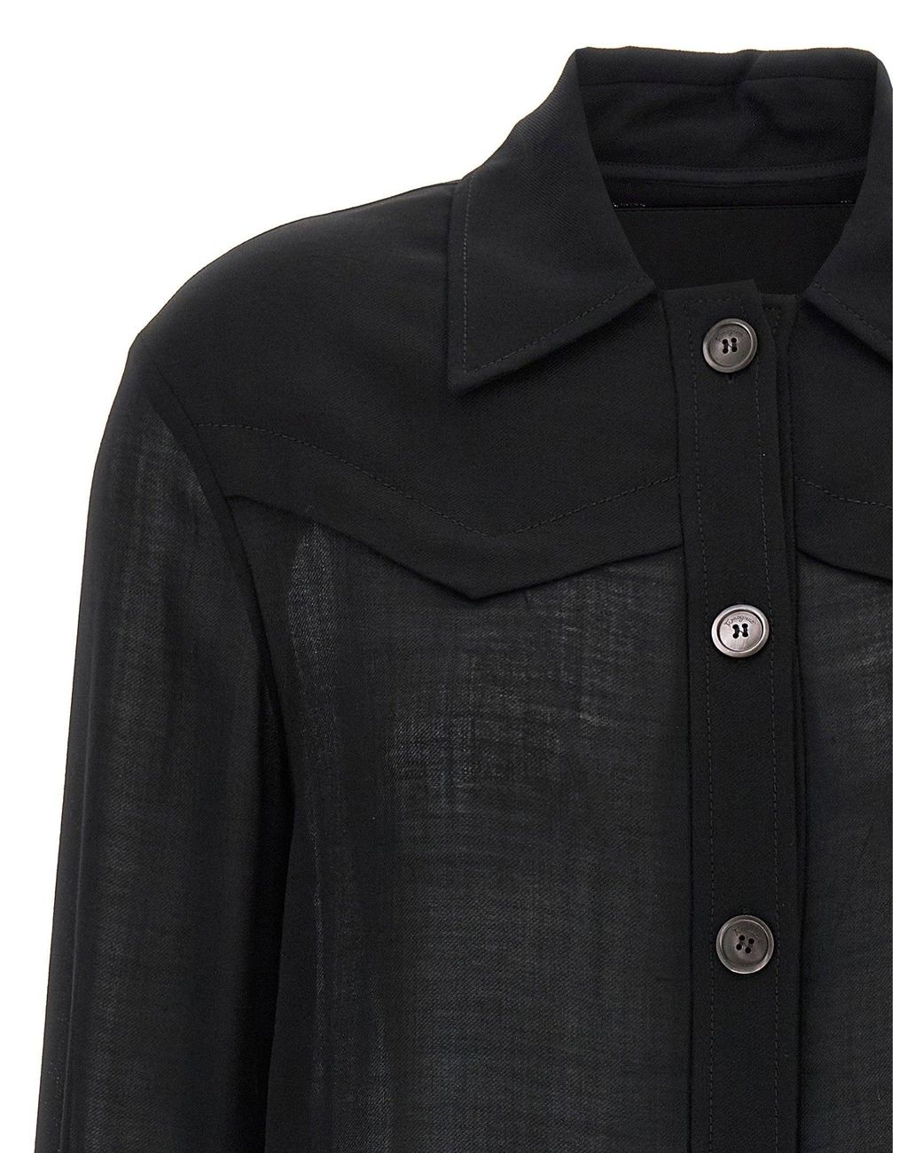 Ferragamo Black Semi-Sheer Wool Jacket